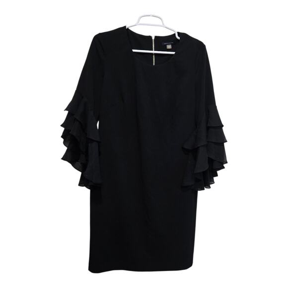 Tommy Hilfiger Black Ruffle Sleeve Cocktail Dress Size 12 - Picture 1 of 6